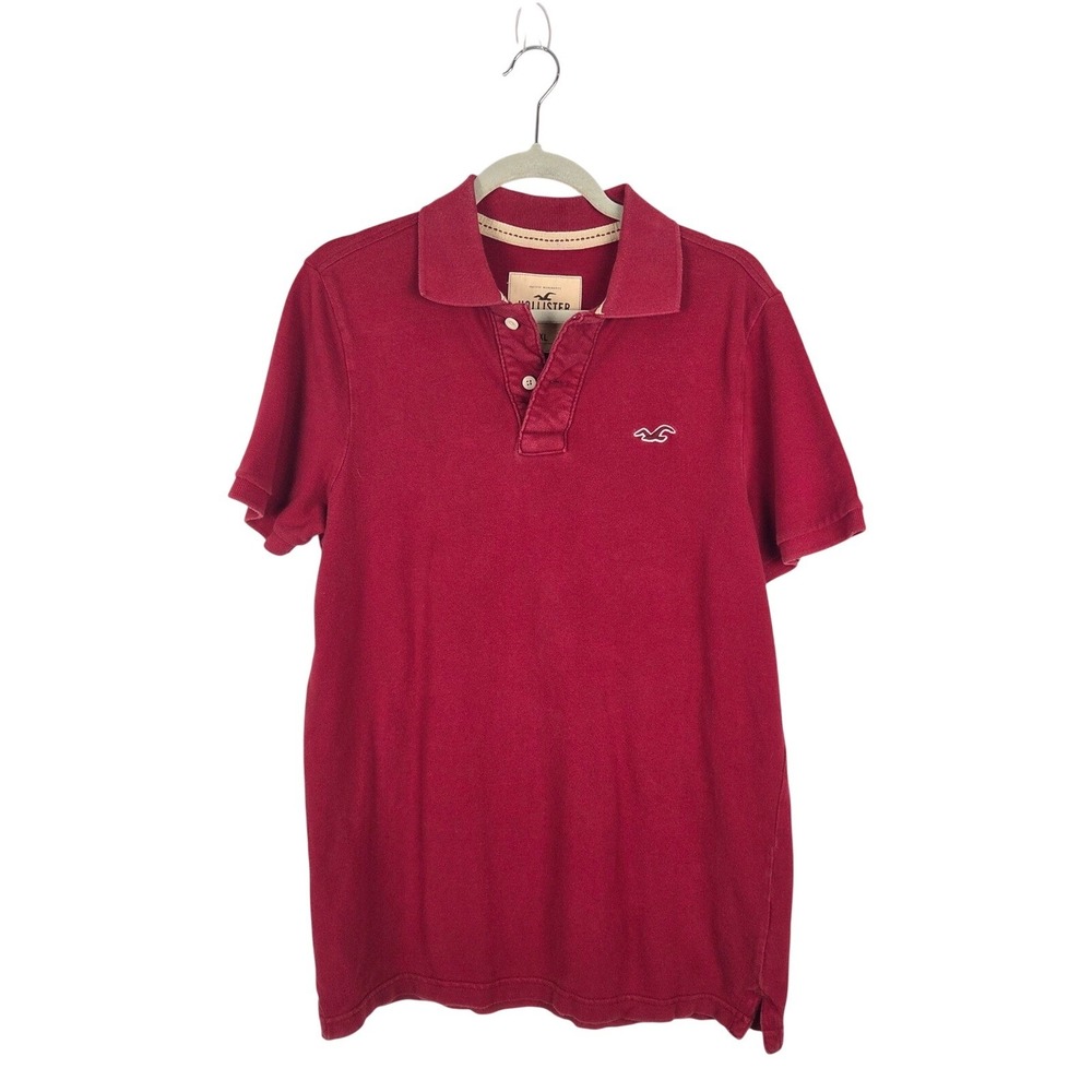 Hollister Mens Short Sleeve Pique Polo Shirt Red Size XL Embroidered Logo Y2K